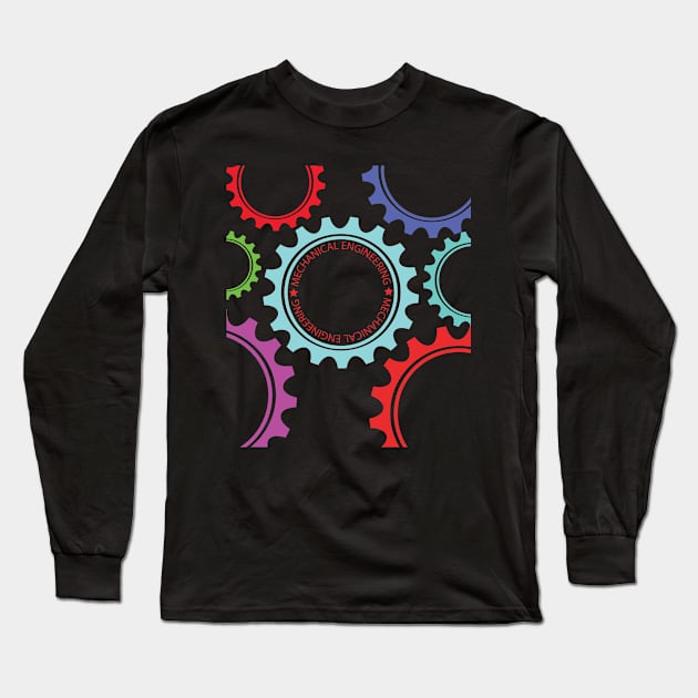 mechanical engineering, mechanics engineer with gear design Long Sleeve T-Shirt by PrisDesign99